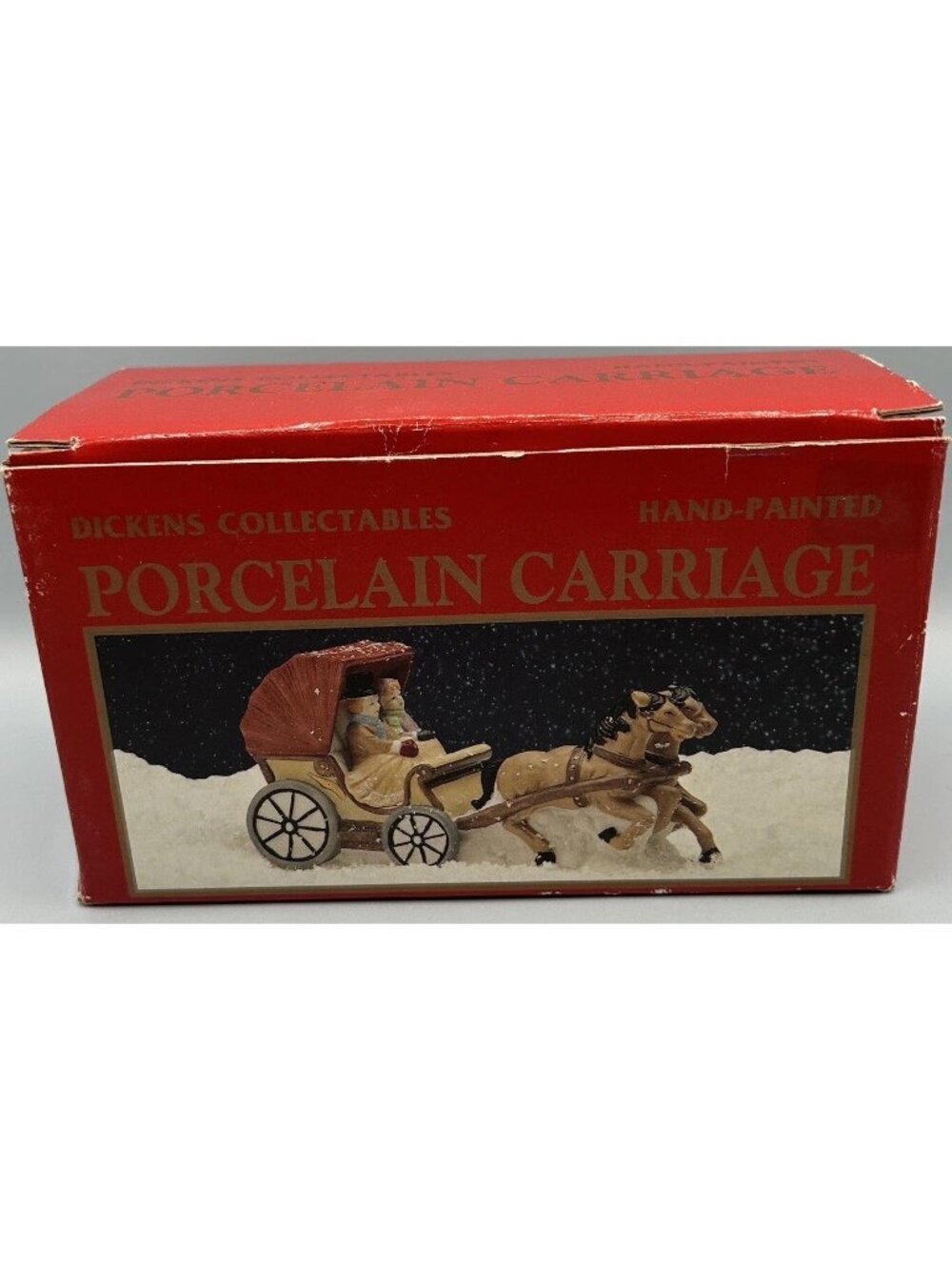 Vintage Dickens Collectables PorcelainHorse Drawn Carriage With Box #2